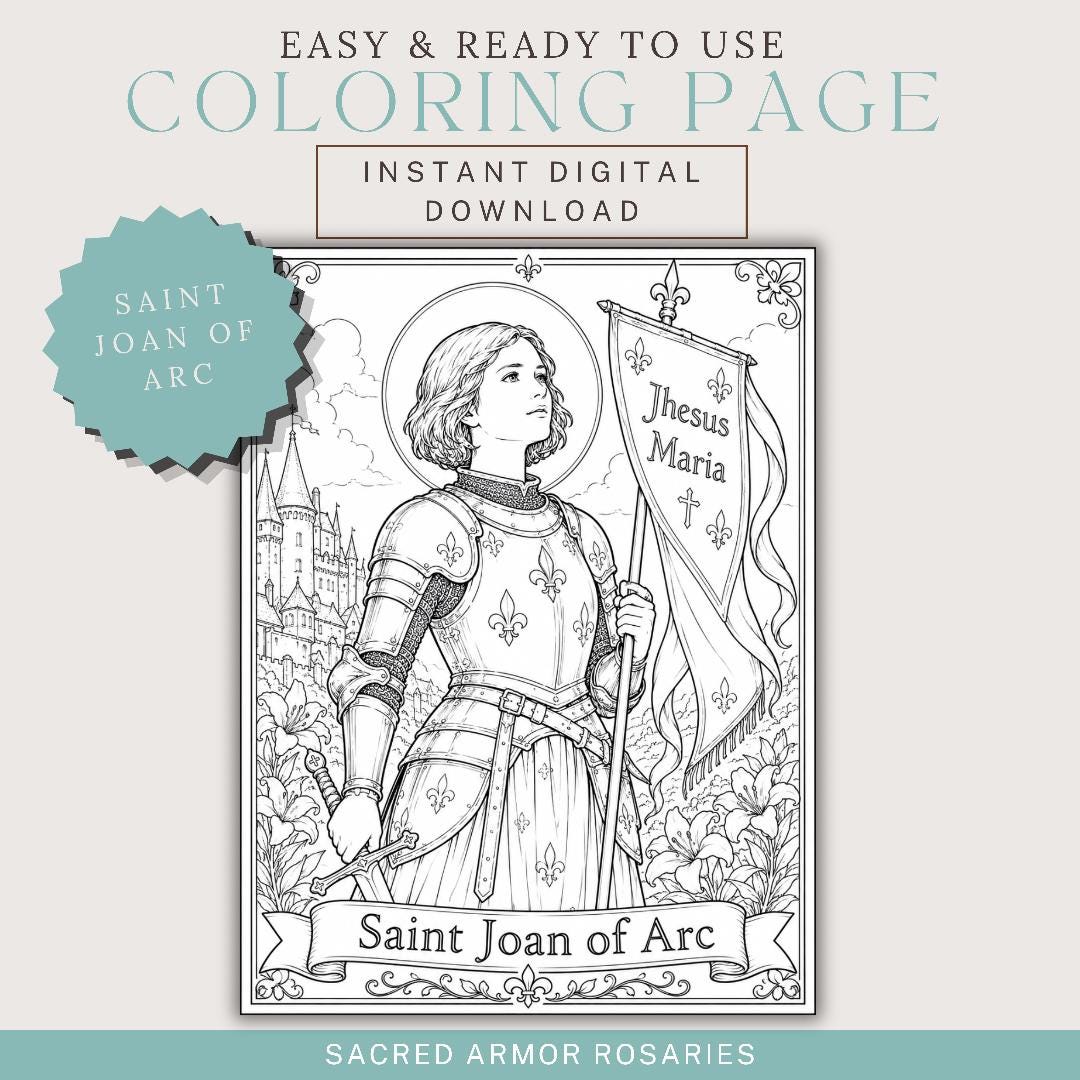 Saint Joan of Arc Catholic coloring page printable preview