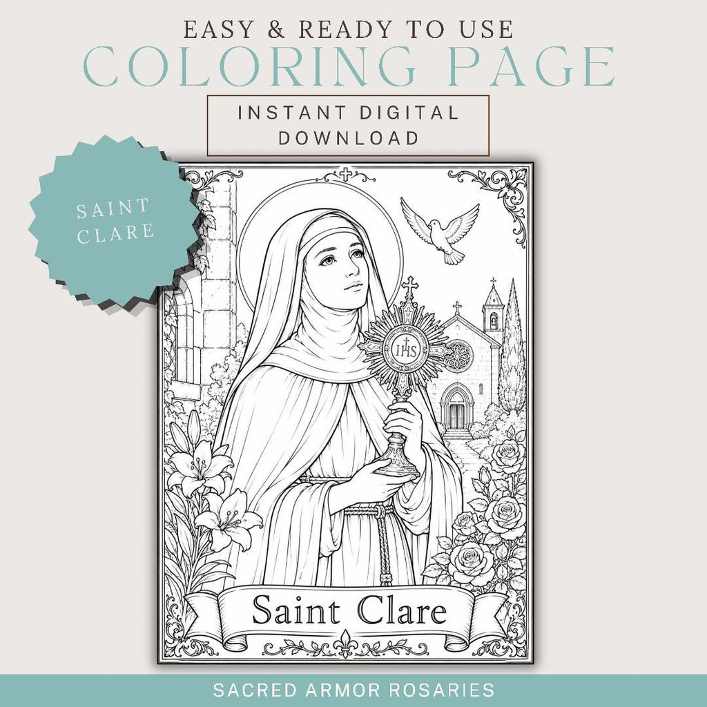 Saint Clare of Assisi Catholic coloring page printable preview