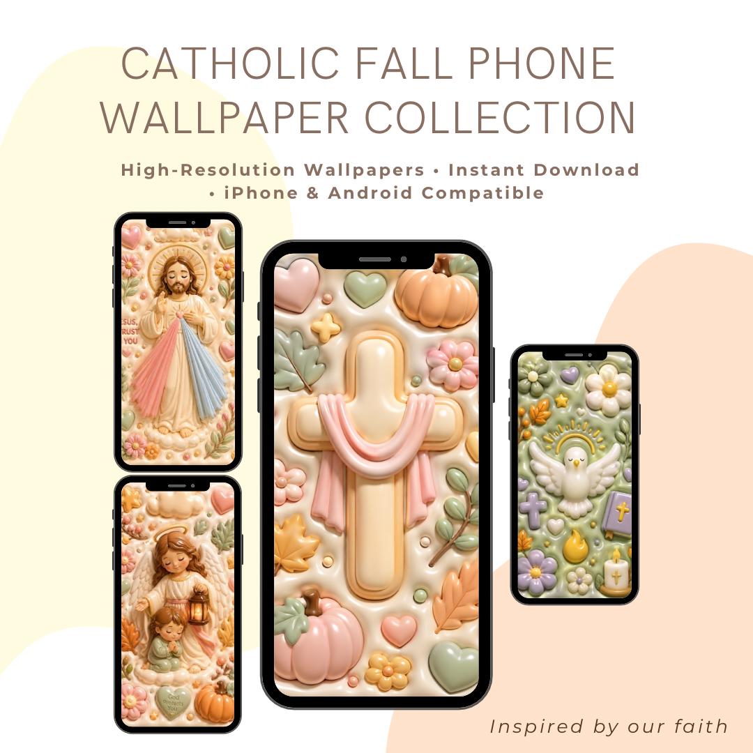 3D Puffy Divine Mercy Angel and Cross wallpaper digital preview