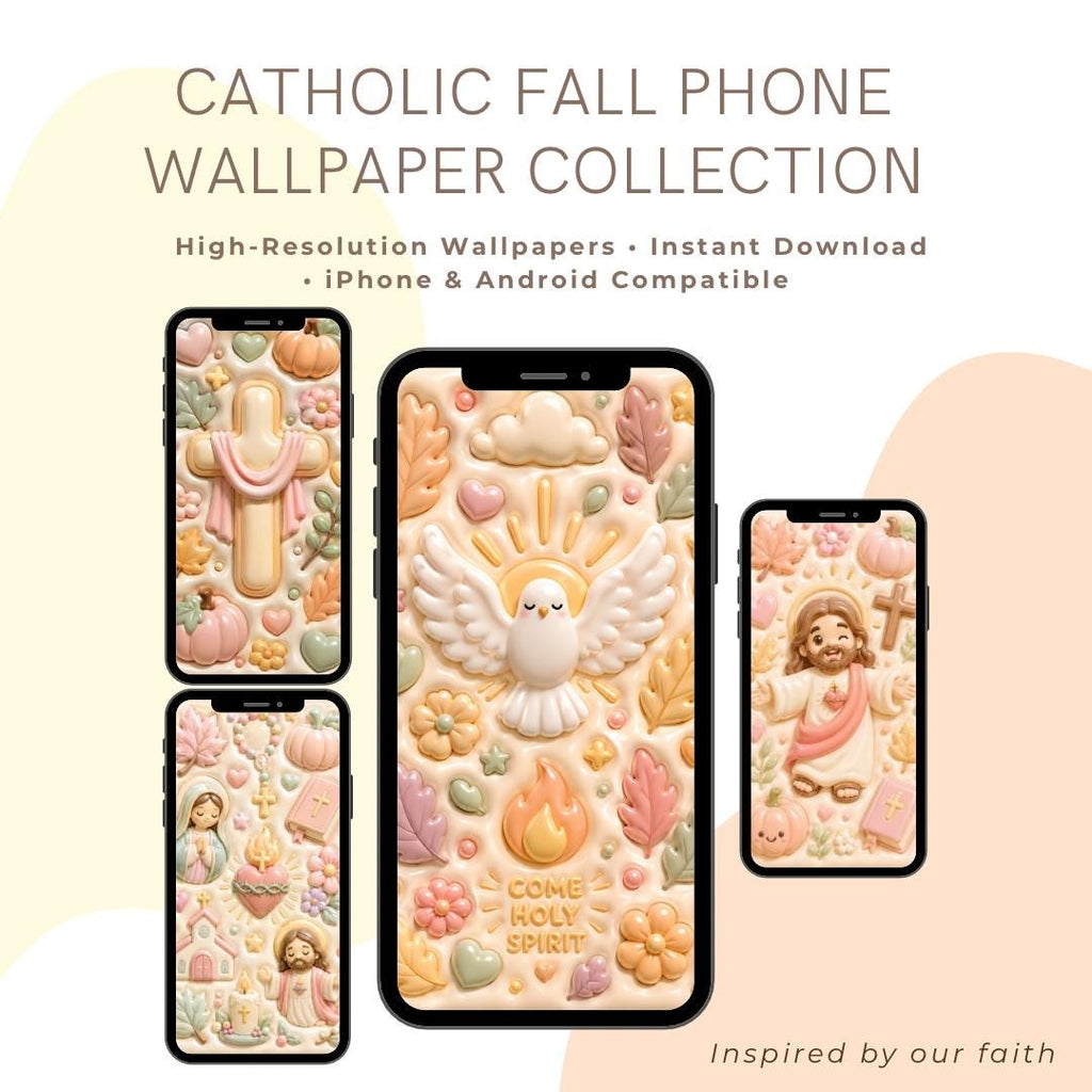 3D Puffy Jesus Holy Spirit and Cross Catholic wallpaper preview