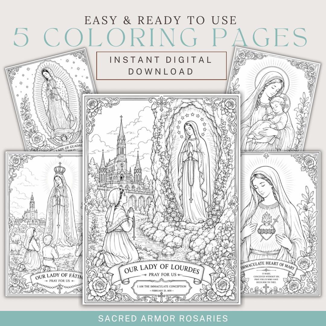 Marian coloring pages bundle printable preview