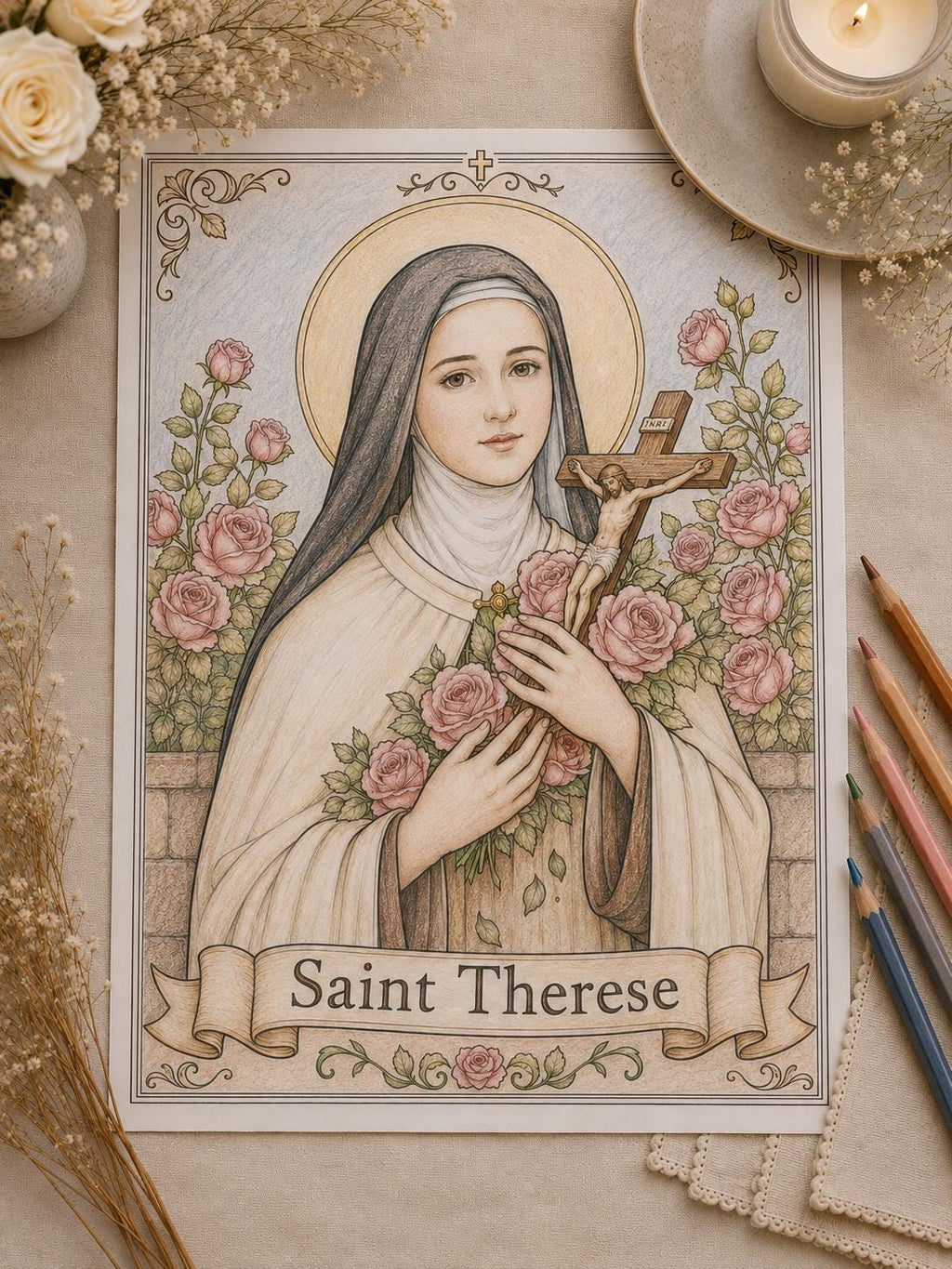 Catholic Saints coloring pages bundle detail