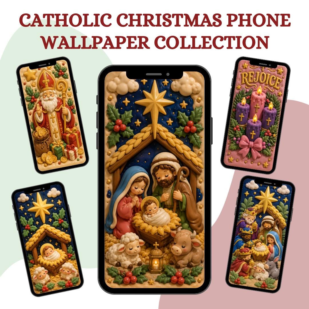 3D Catholic Christmas phone wallpaper bundle preview