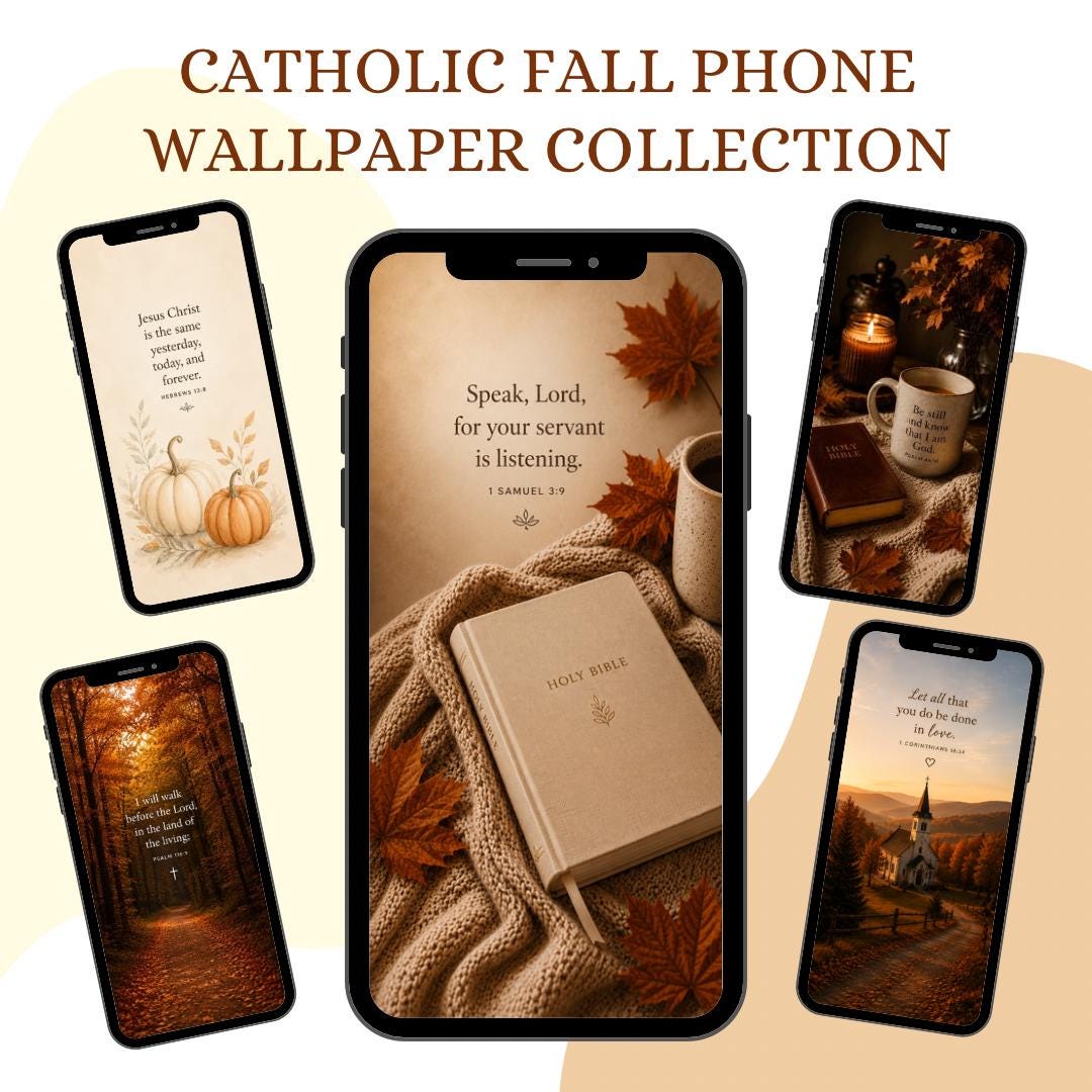 Catholic Fall phone wallpaper digital preview
