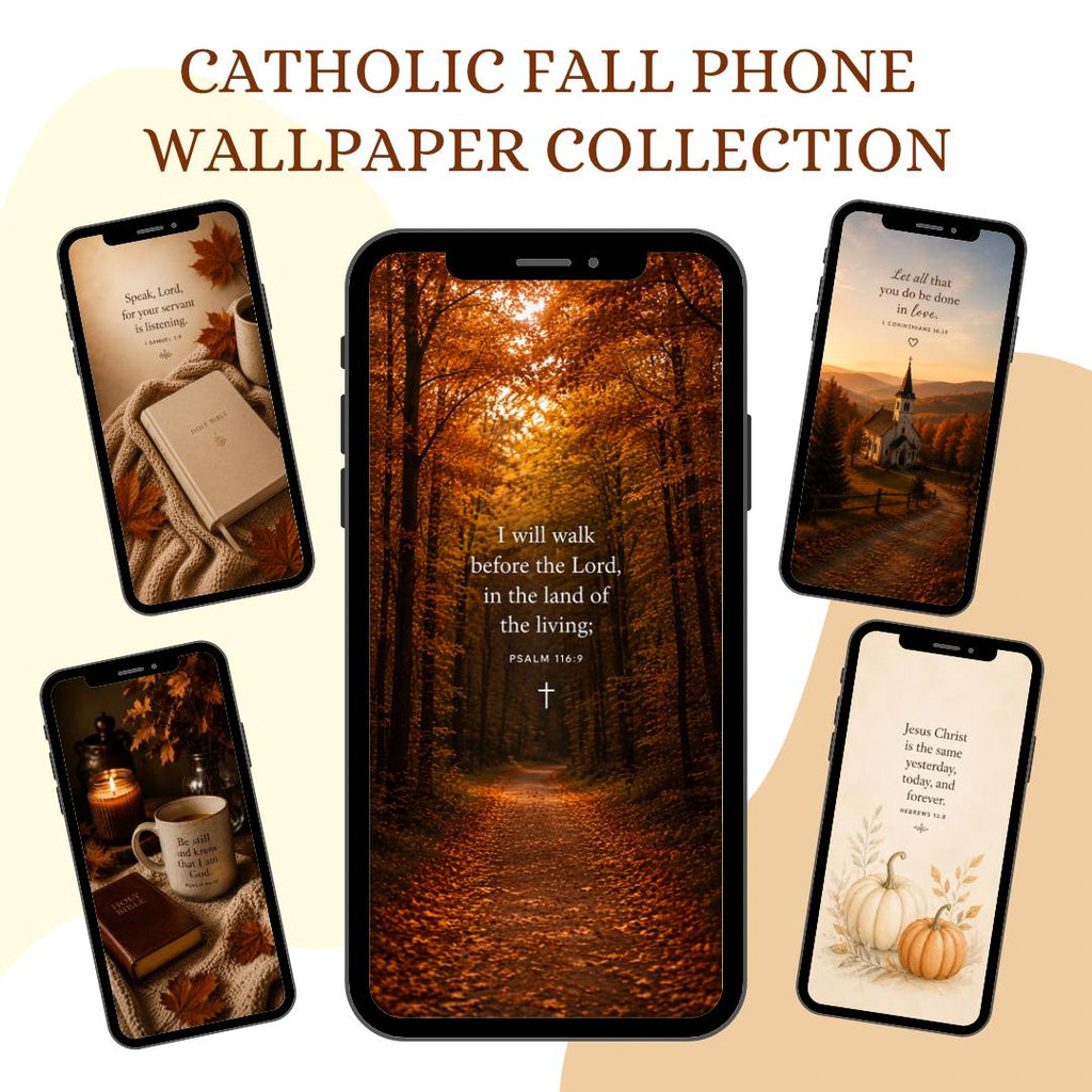 Catholic Fall Scripture phone wallpaper digital preview