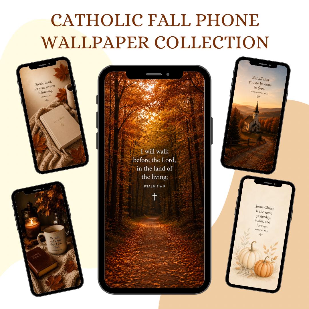 Catholic Fall Scripture phone wallpaper digital preview