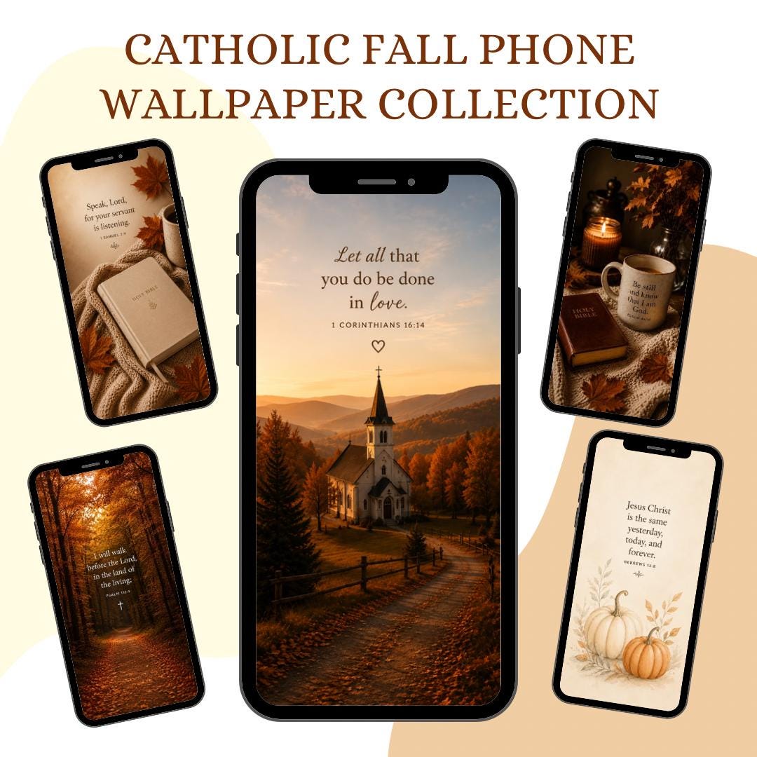 Catholic Fall faith phone wallpaper digital preview