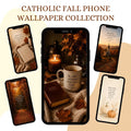 Catholic Fall phone wallpaper bundle with autumn Bible verse backgrounds