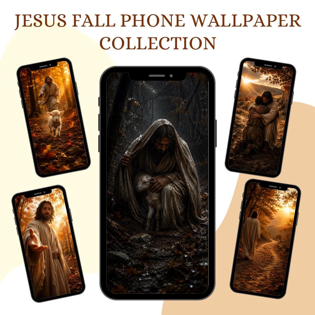 Jesus autumn phone wallpaper digital preview