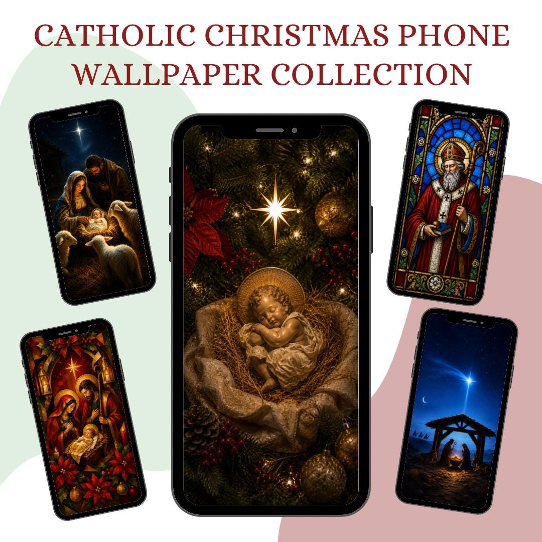 Catholic Christmas Holy Family phone wallpaper digital preview