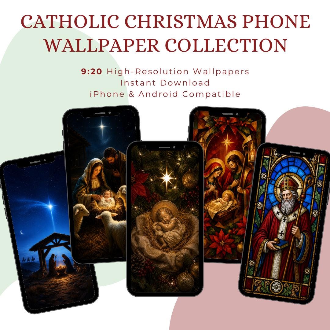 Catholic Christmas Nativity phone wallpaper digital preview