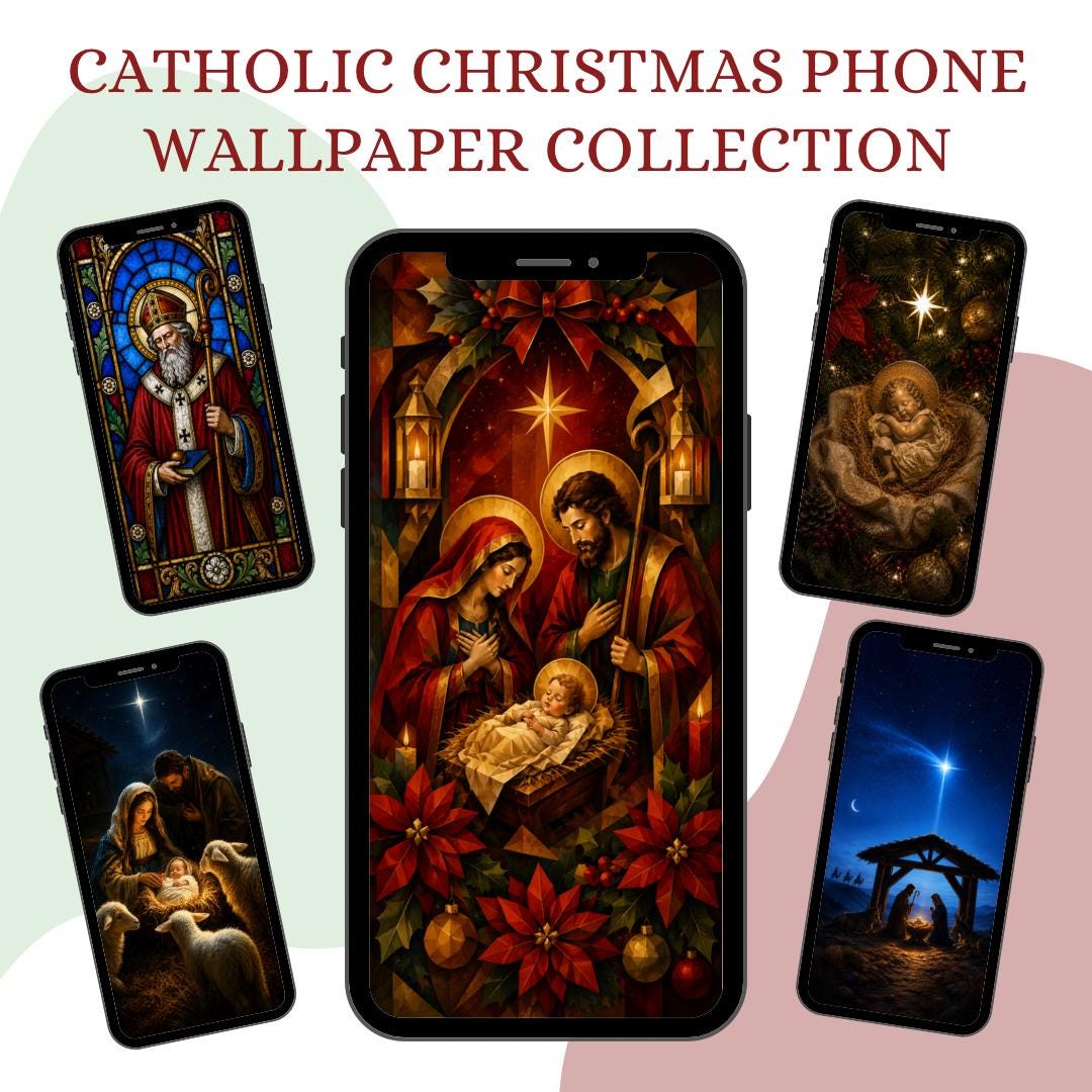 Catholic Christmas St. Nicholas phone wallpaper digital preview