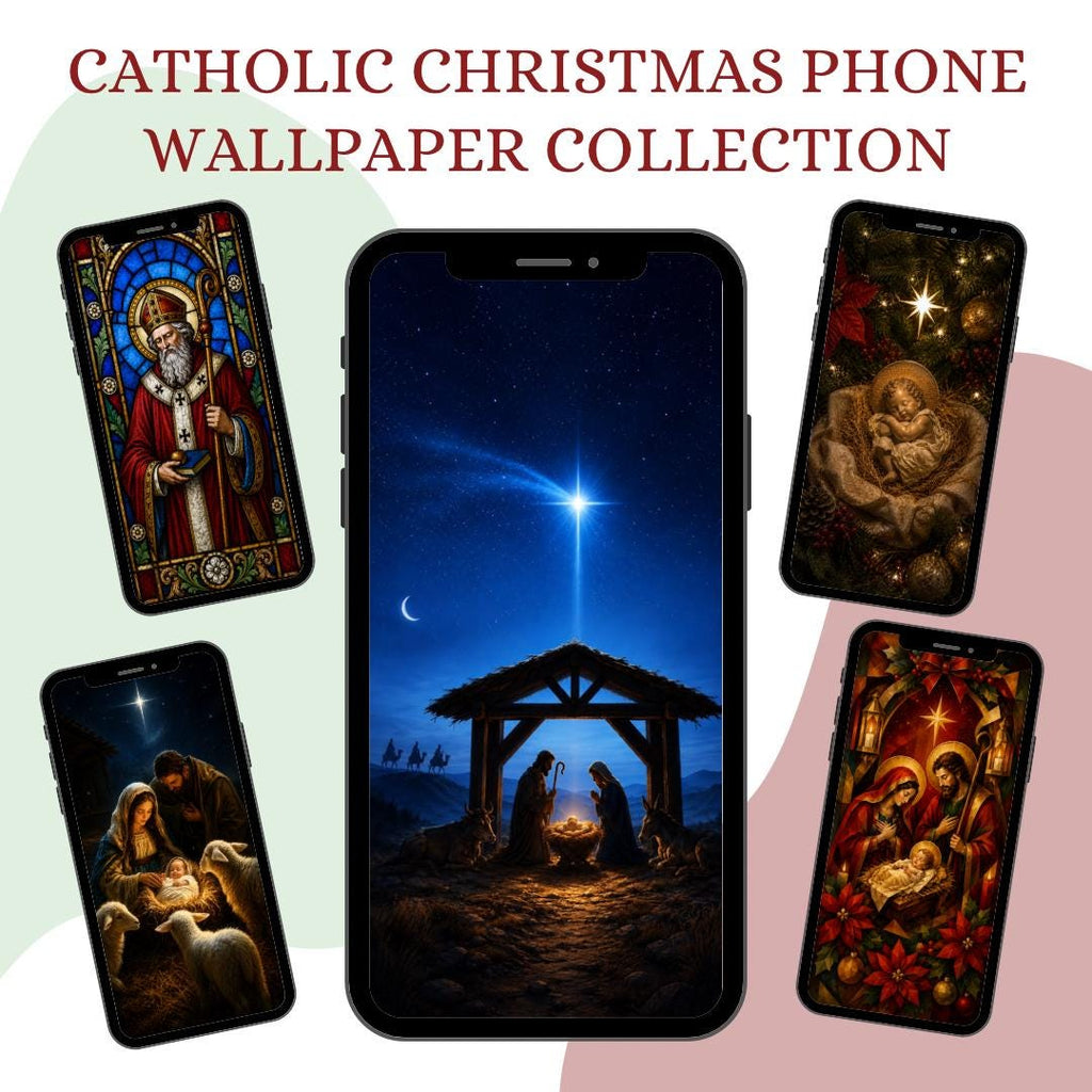 Catholic Christmas Baby Jesus phone wallpaper digital preview