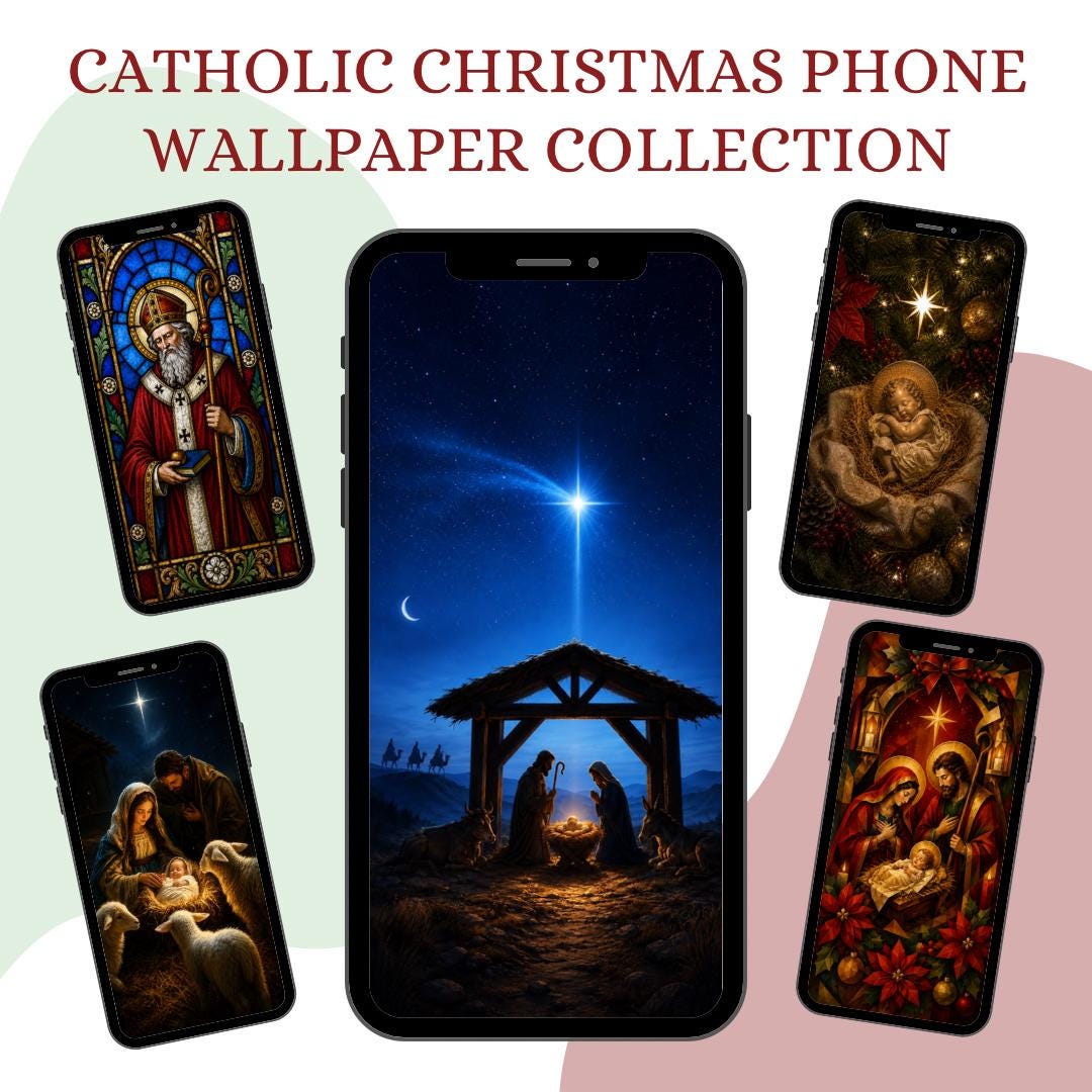 Catholic Christmas Baby Jesus phone wallpaper digital preview