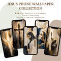 Catholic phone wallpaper bundle with Jesus Cross and Holy Spirit art