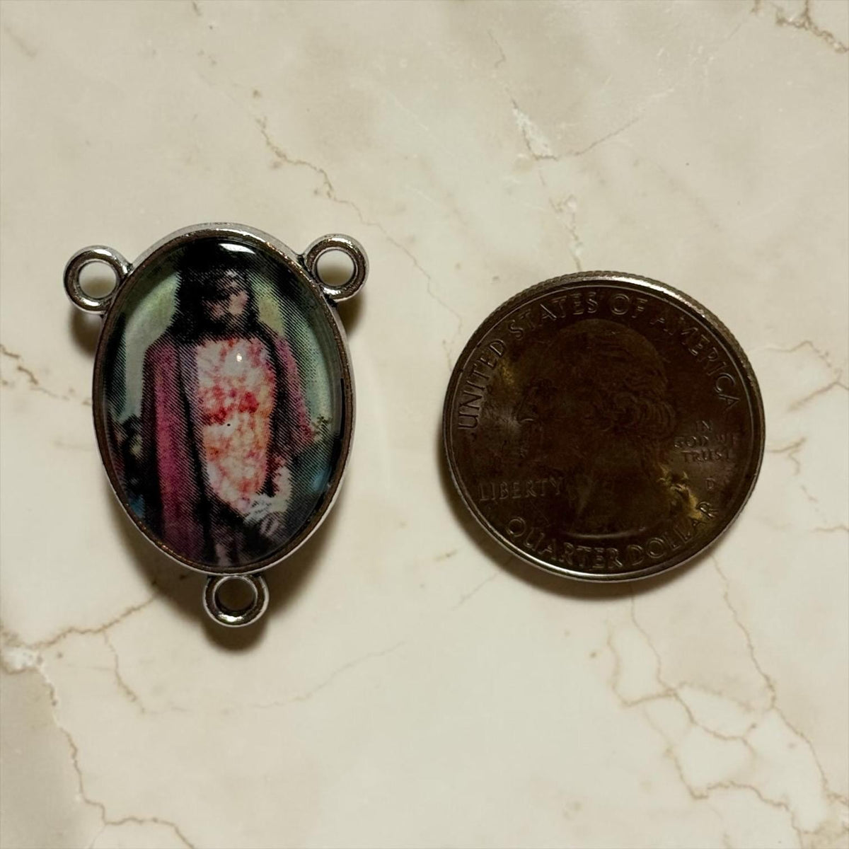 Passion of Christ rosary centerpiece alternate view