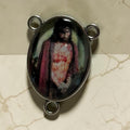 Passion of Christ glass cabochon rosary centerpiece