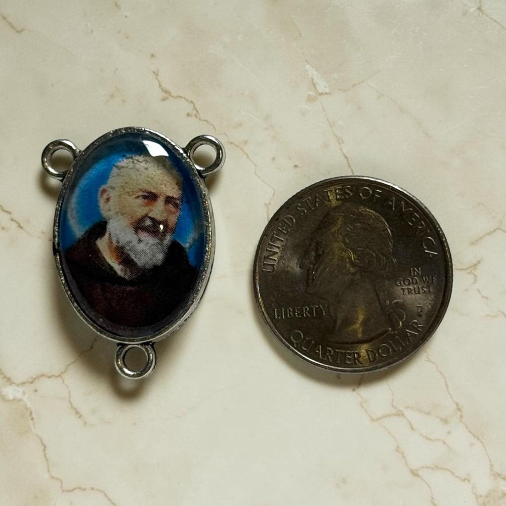 Padre Pio rosary centerpiece alternate view