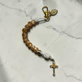 Champagne Cat Eye Miraculous Medal decade rosary with gold crucifix