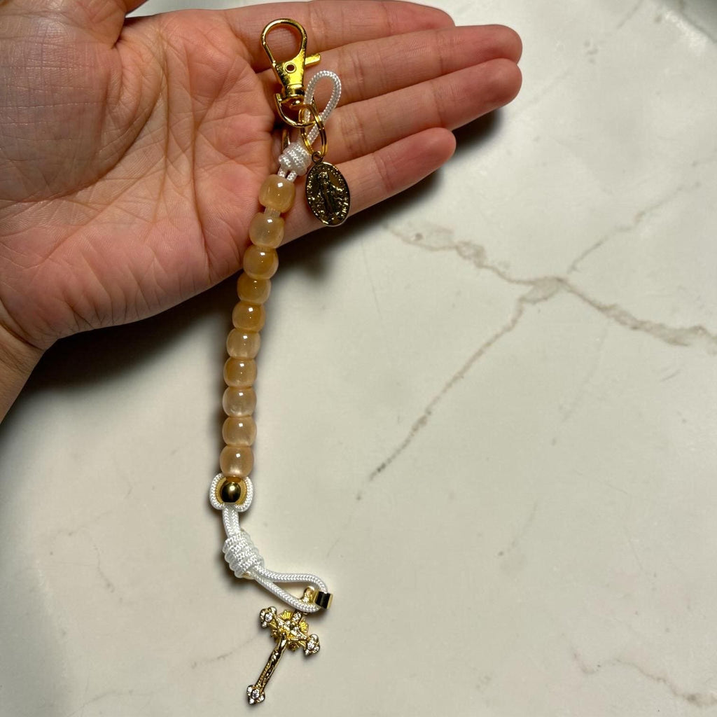 Champagne Cat Eye decade rosary alternate view