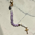 Purple Cat Eye Miraculous Medal decade rosary with gold crystal crucifix