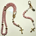 Rose Quartz Rosary Gift Set with gold Miraculous Medal