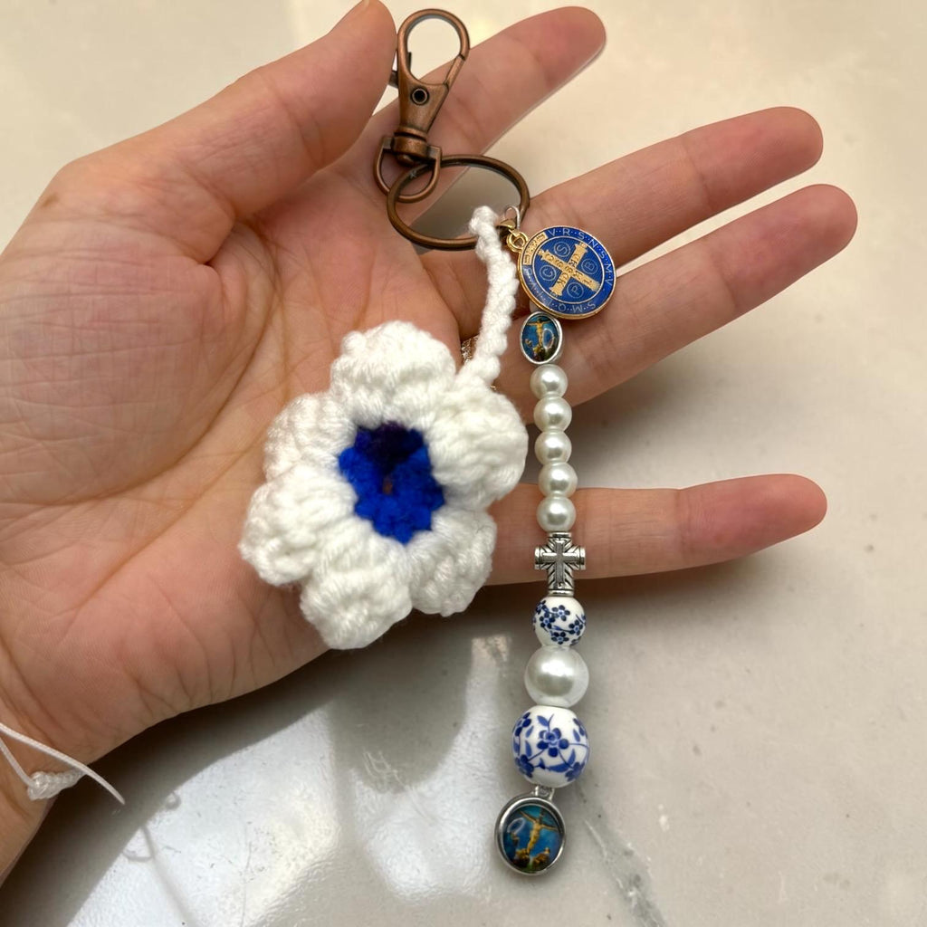 Blue Floral St. Benedict Gift Set with prayer book