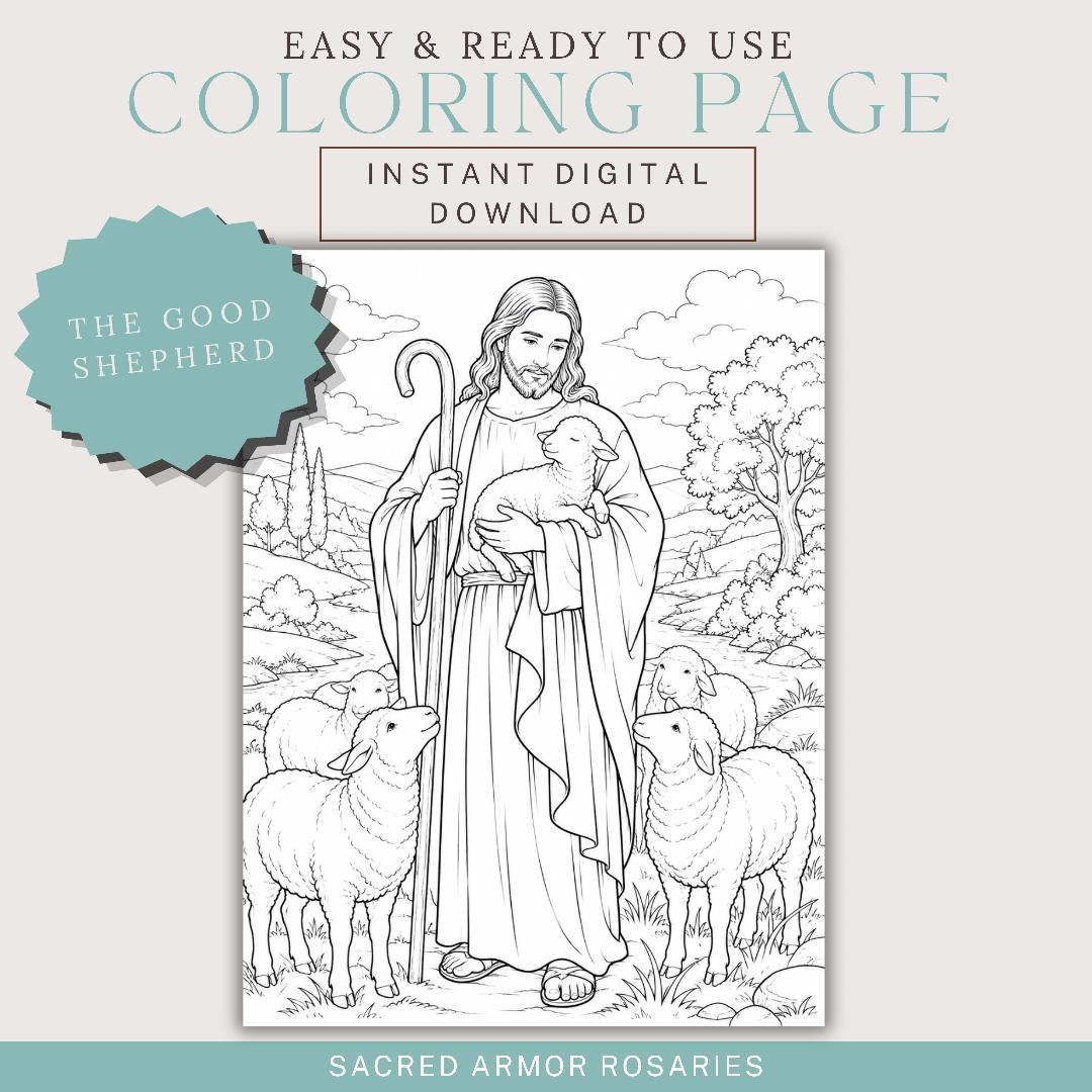 Good Shepherd Jesus Catholic coloring page printable preview