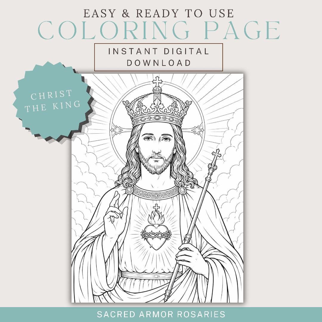 Christ the King Catholic coloring page printable preview