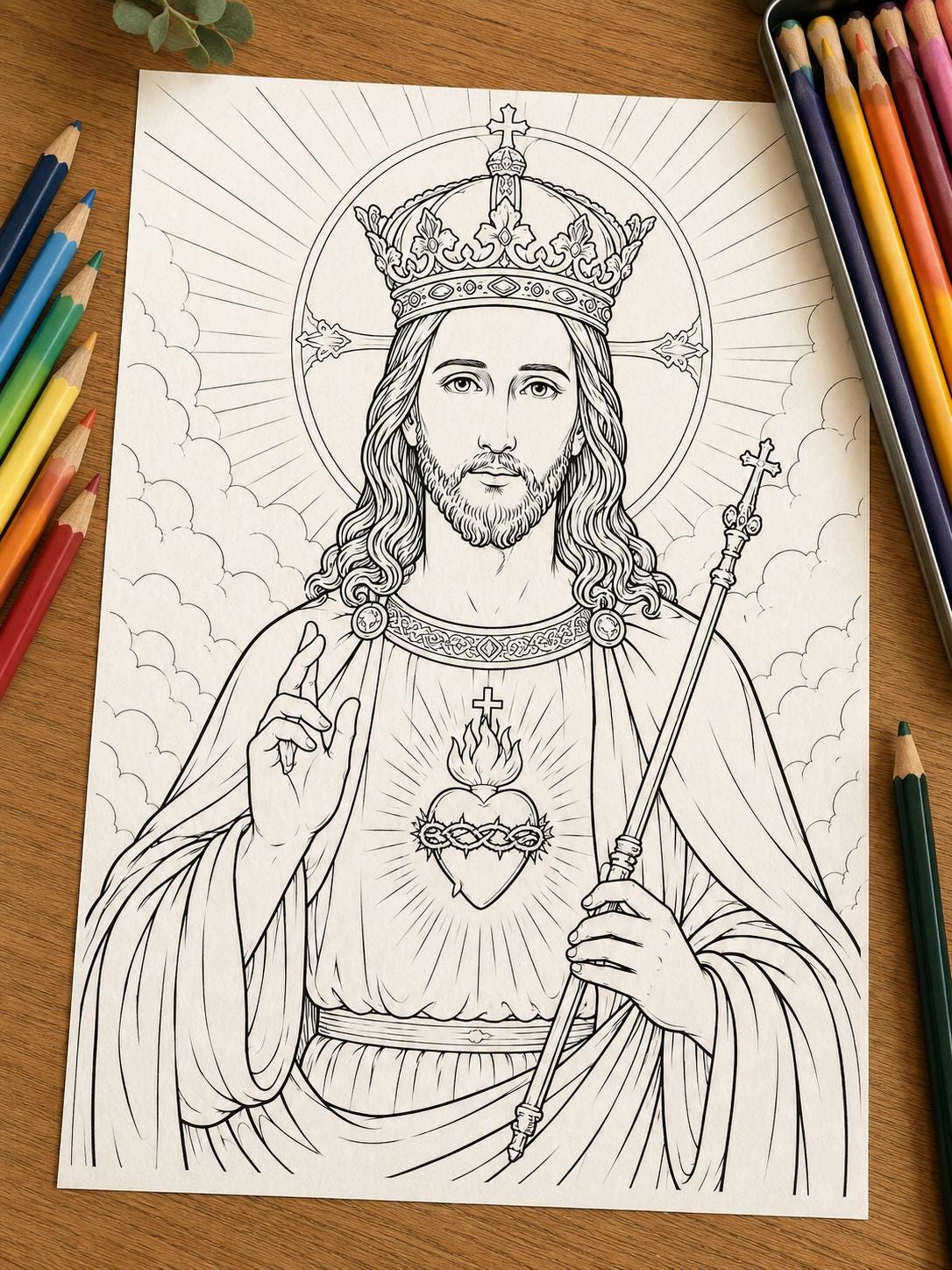 Christ the King coloring page printable detail