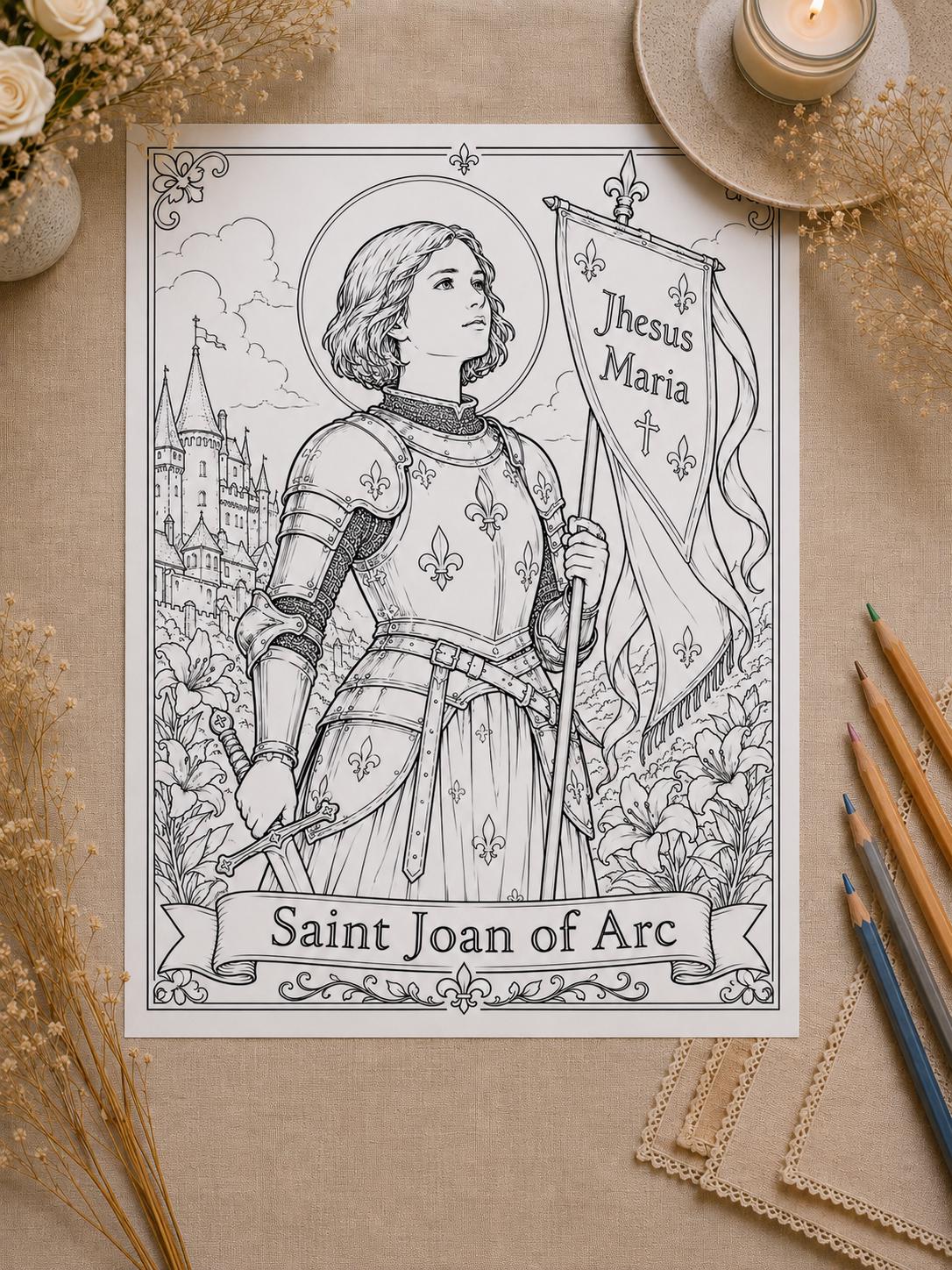 Saint Joan of Arc coloring page printable detail