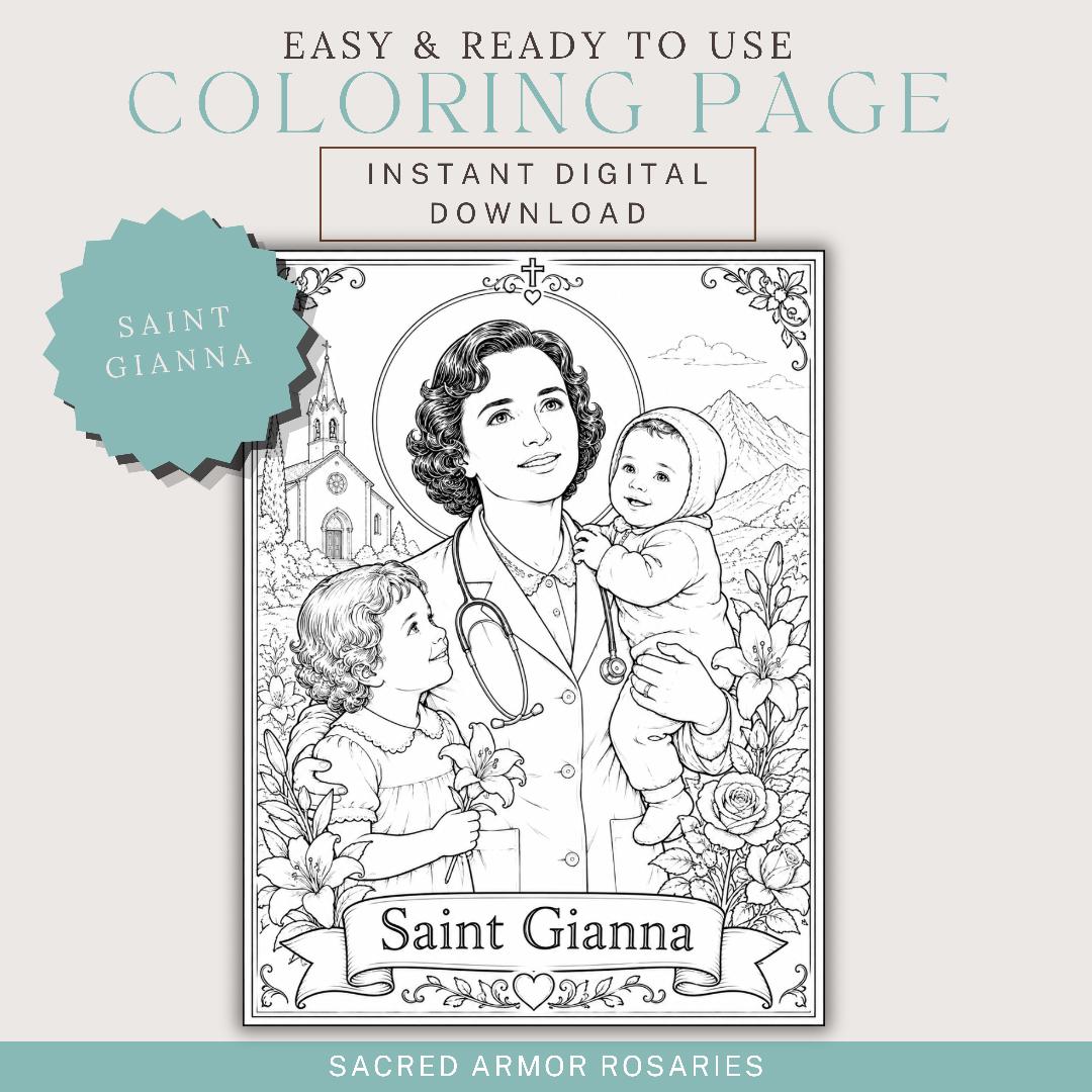 Saint Gianna Beretta Molla Catholic coloring page printable preview