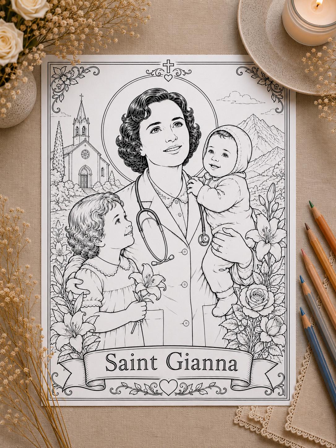 Saint Gianna coloring page printable detail