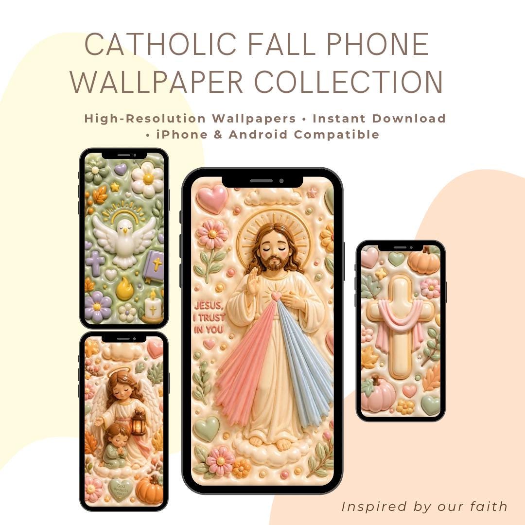 3D Puffy Divine Mercy Angel and Cross wallpaper digital preview