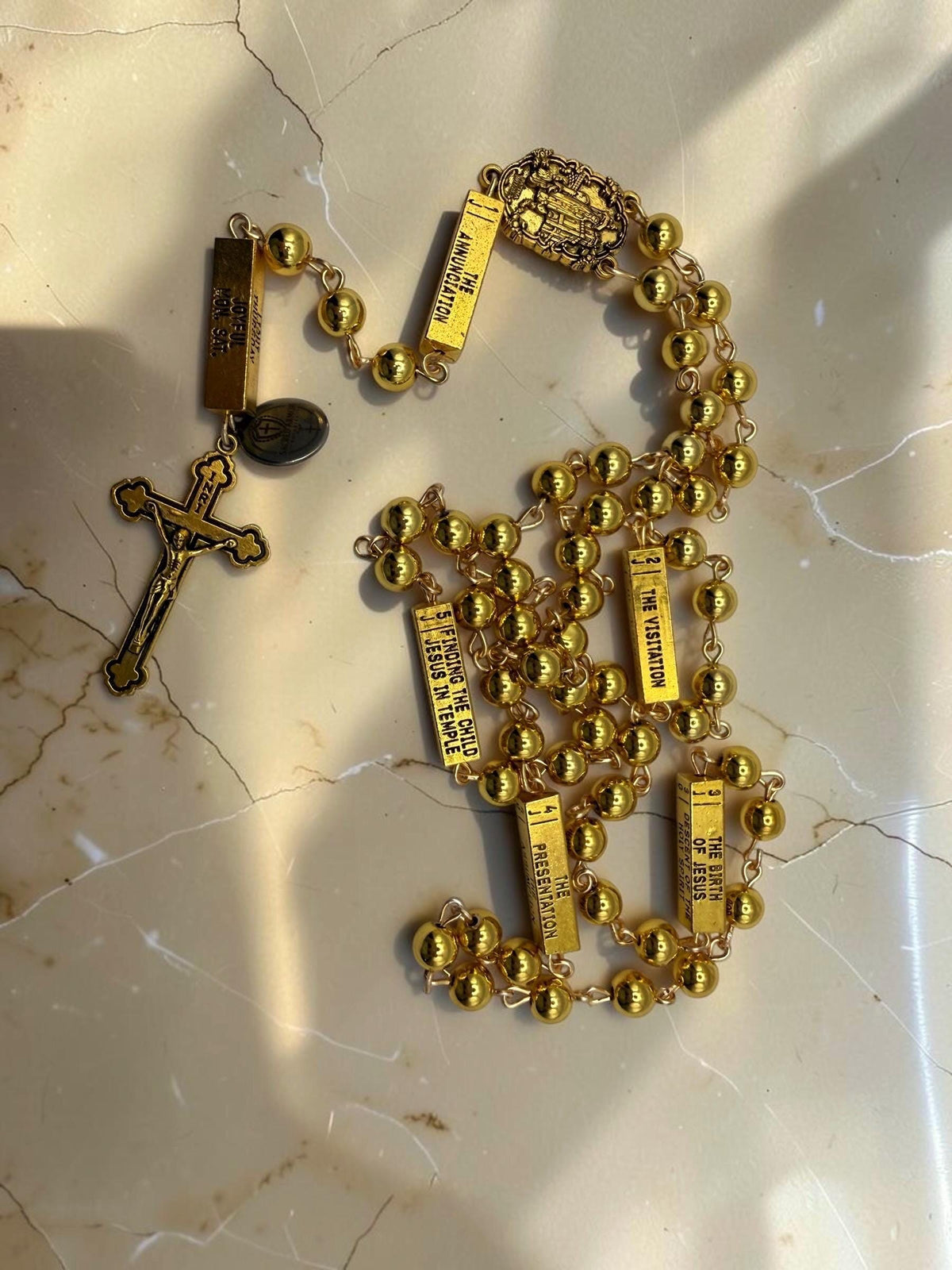 Gold Guided Joyful Mystery Rosary detail view