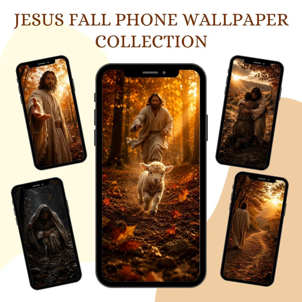 Jesus Fall Catholic phone wallpaper bundle preview