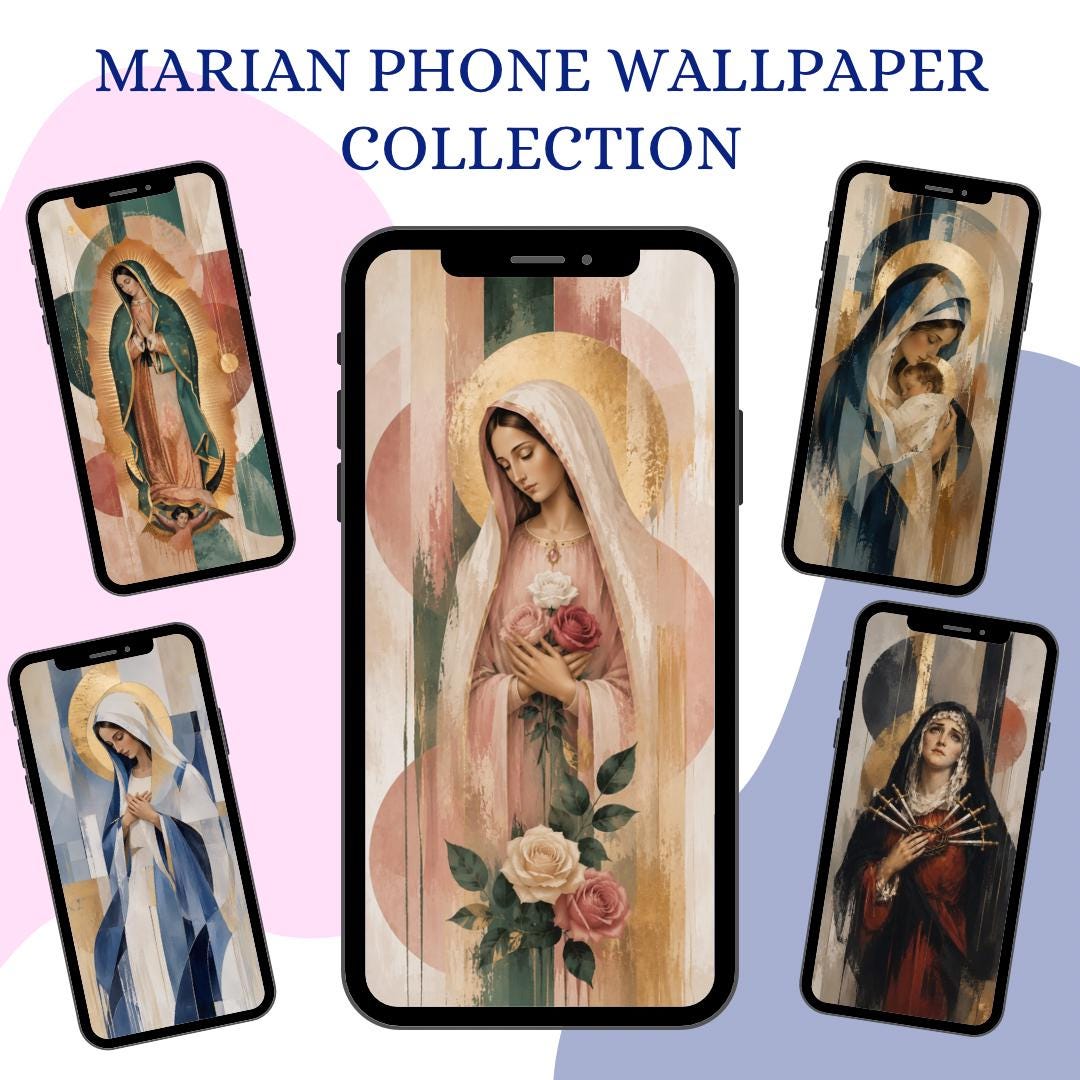 Virgin Mary phone wallpaper digital preview