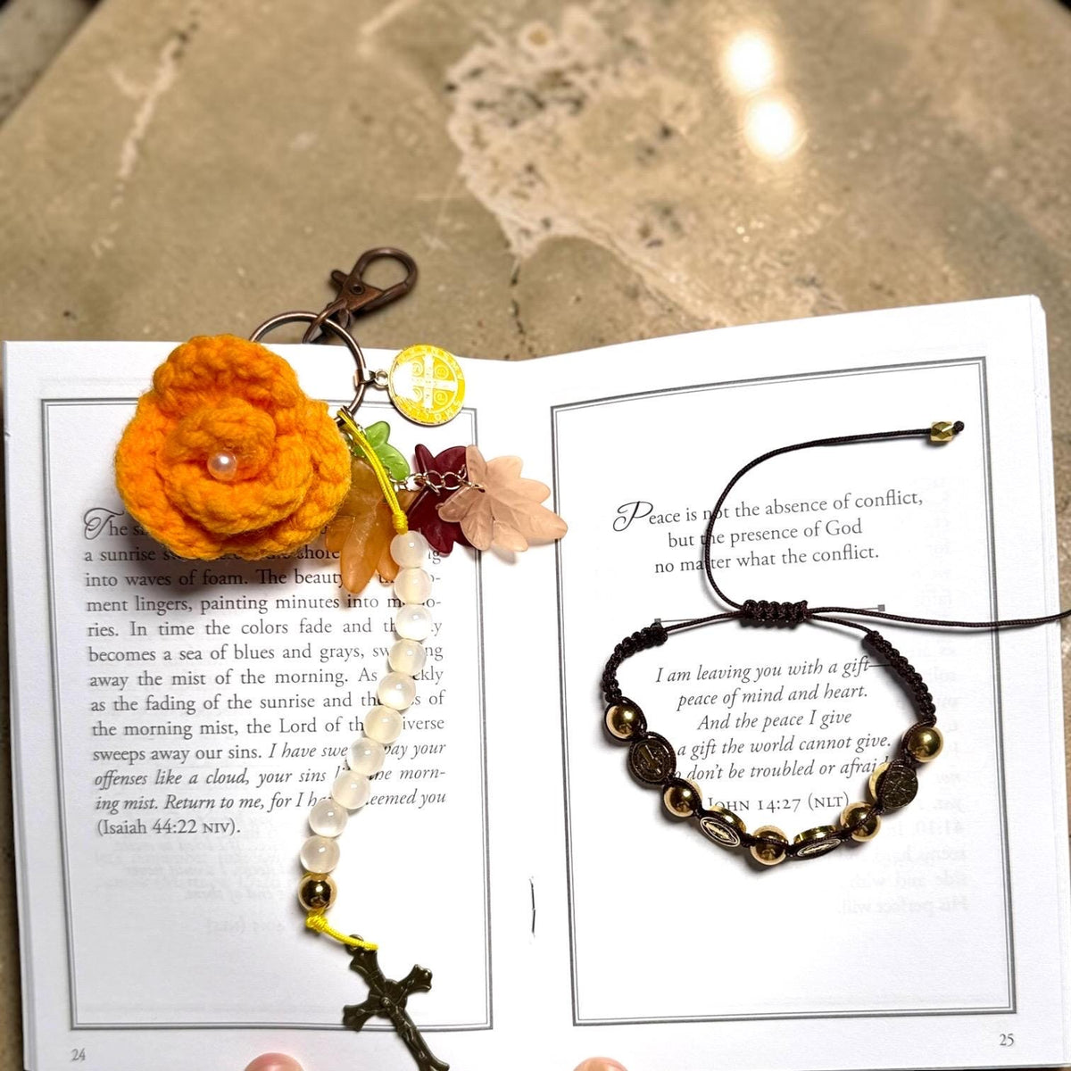 Catholic Fall St. Benedict bracelet detail