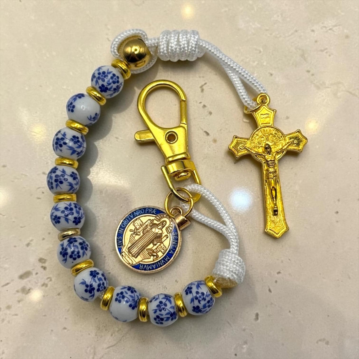 Blue Porcelain St. Benedict Gift Set detail view