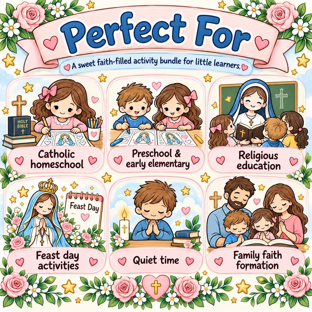 Our Lady of the Rosary activity bundle perfect for homeschool and religious education