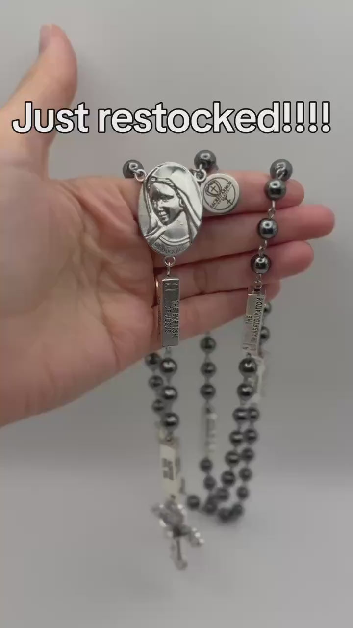 Guided Mysteries Black Hematite Rosary | Medjugorje