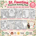 St. Faustina preschool activity pack digital download with 10+ printable Catholic pages