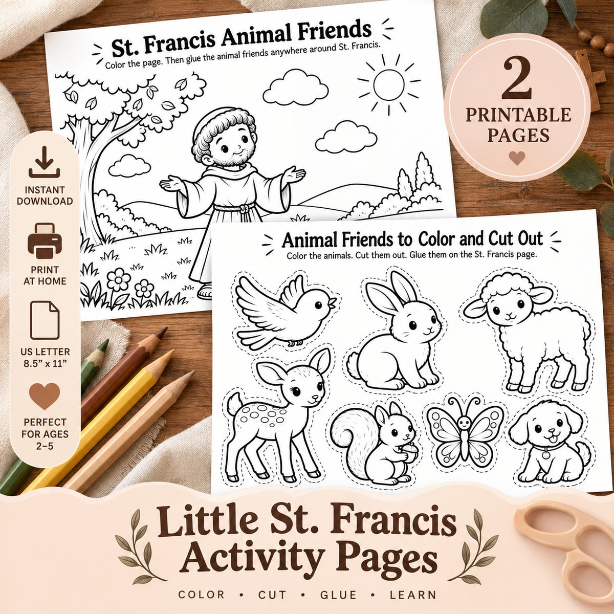 Little St. Francis Animal Friends printable activity pages