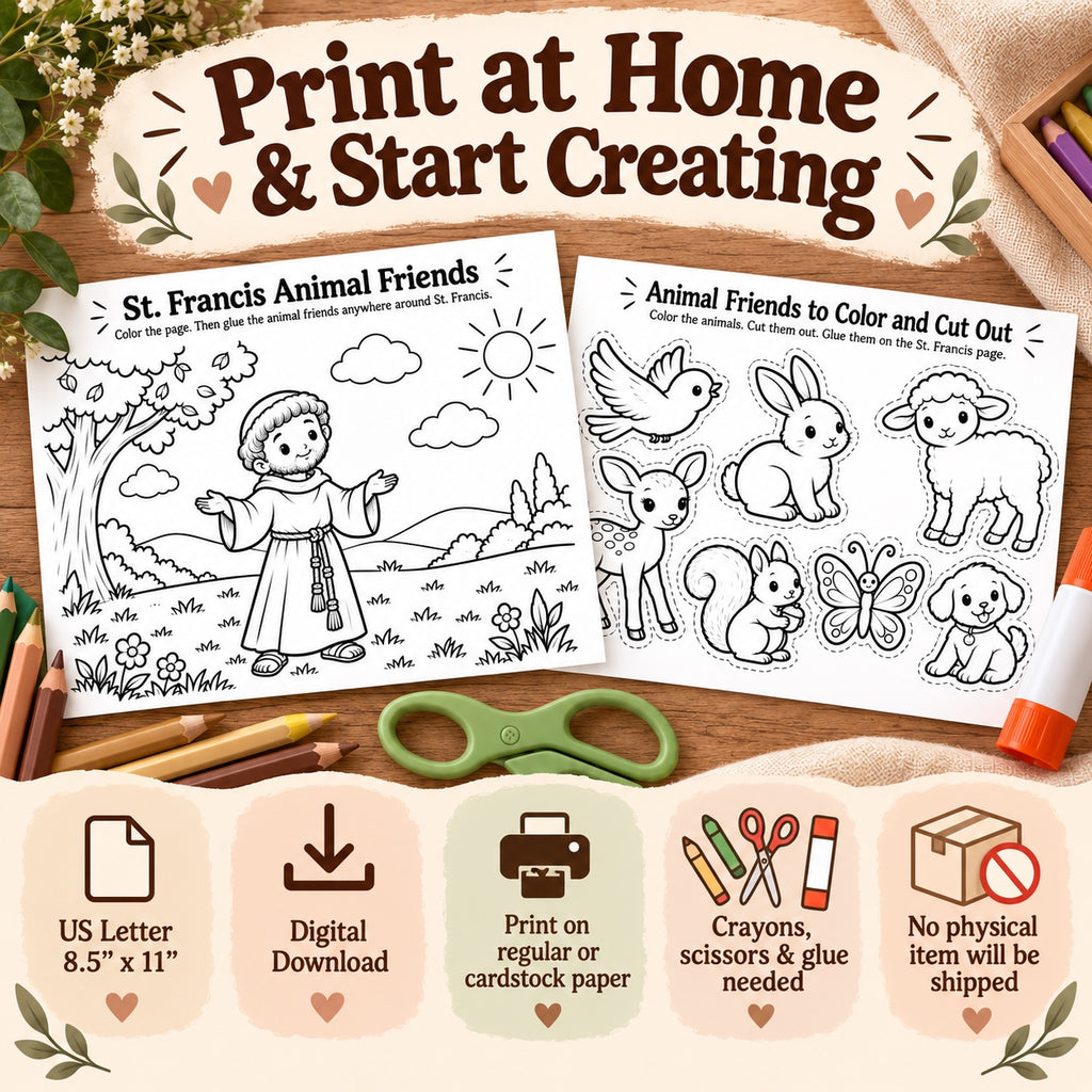 Printable activity size and supply details