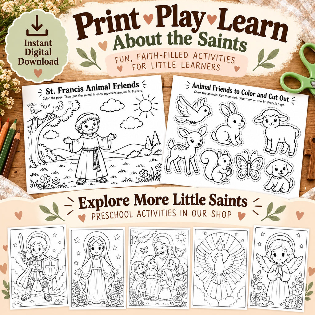 Little Saints printable Catholic preschool activities