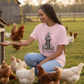 St. Francis of Assisi Friend of Creatures pink Comfort Colors T-shirt with chickens