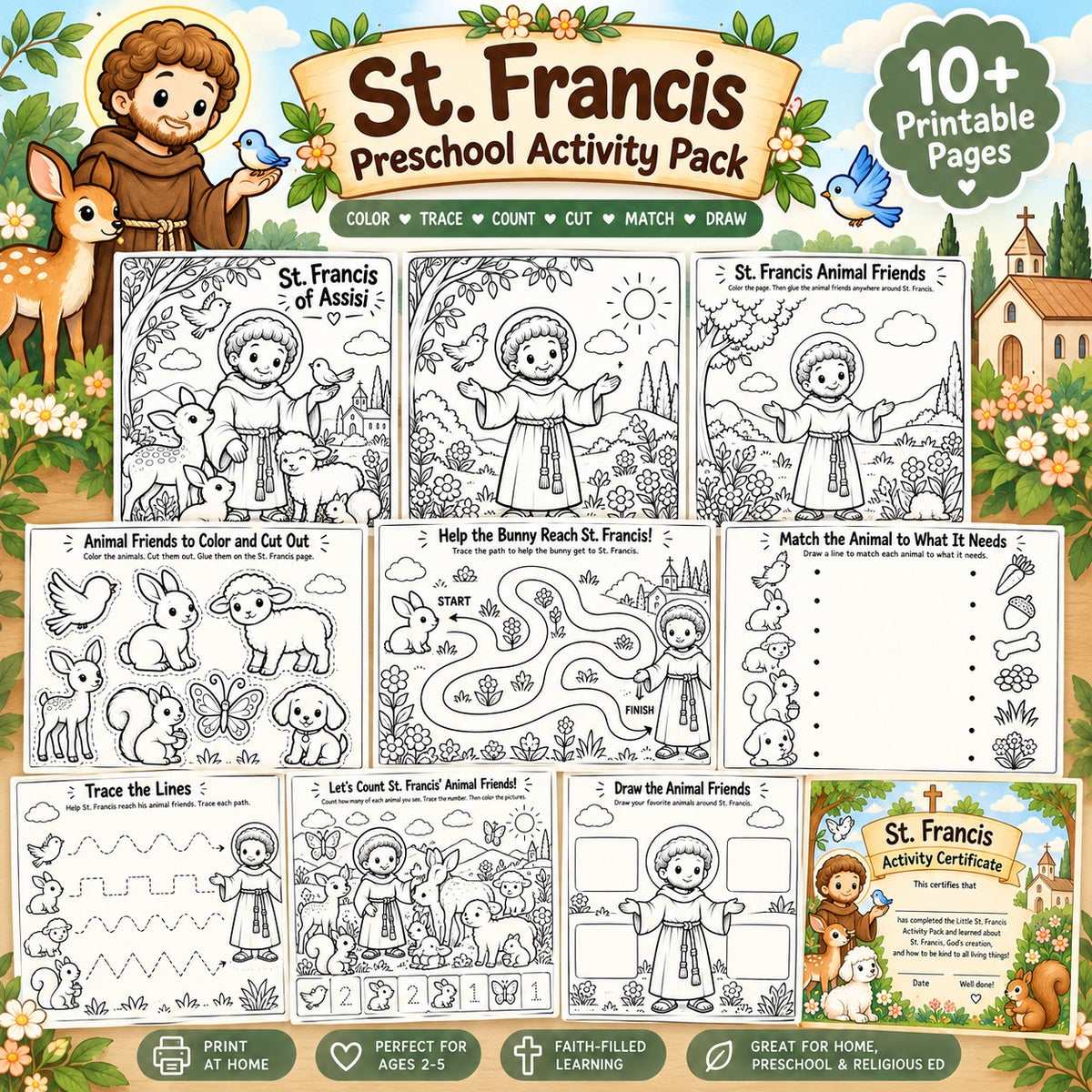 St. Francis Preschool Activity Pack printable bundle overview